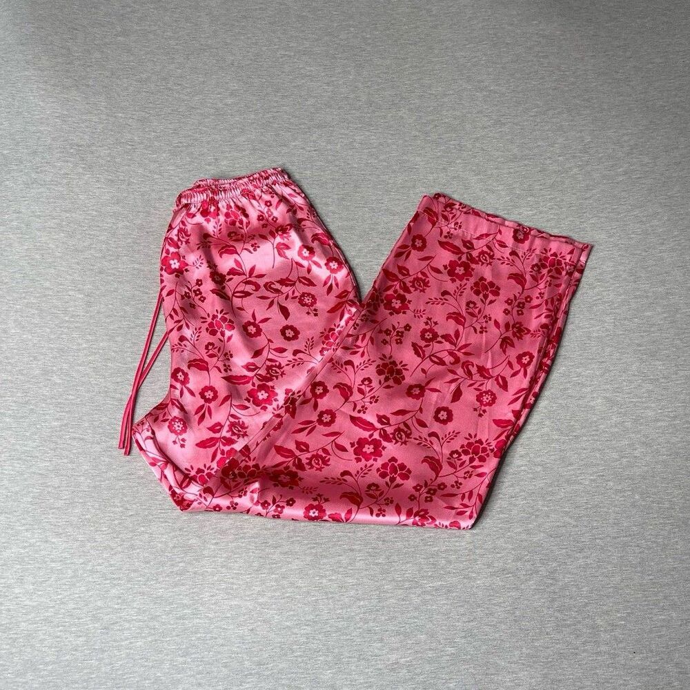 Natori Cruz Women’s Pink & Red Floral Print Satin PJ Pants - Picture 5 of 11